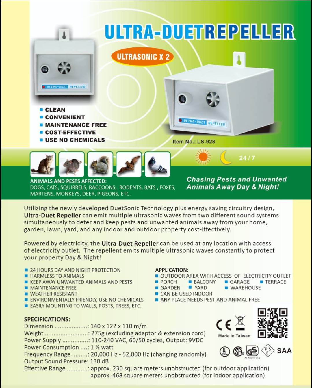 Altrason ULTRA-DUET Ultrasonic Pest Repeller (Semi-Outdoor Specialist)