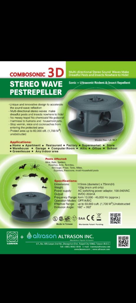 COMBOSONIC 3D ทดสอบ – Stereo Wave Pest Repeller